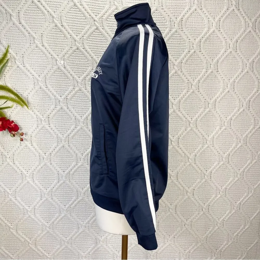 OLD NAVY | Navy Blue Raglan Long Sleeve Zip-Up 2 Striped Details‎ Sweatshirt